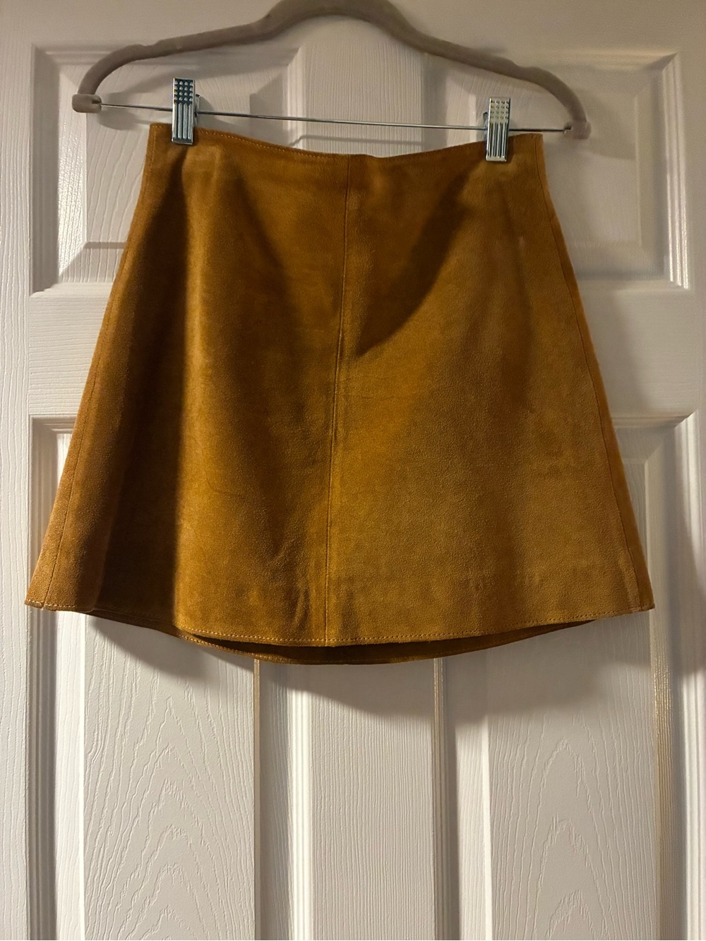 ZARA Suede A-Line Mini Skirt in Mustard Brown